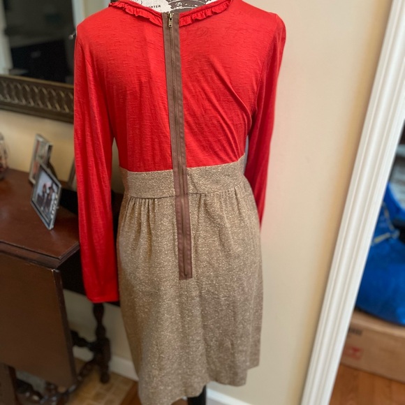 Uncle Frank Orange Jersey  Brown Tweed Dress ~ M ~ - Picture 3 of 5
